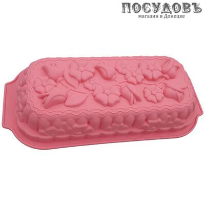 Alpenkok Весна  AK-6030S розовый, прямоугольная форма для выпечки, силикон, 330×180×70 мм