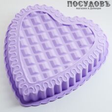 Alpenkok Сердце рифленое AK-6104S фиолетовый форма для выпечки, силикон, 235×230×35 мм