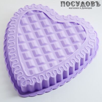 Alpenkok Сердце рифленое AK-6104S фиолетовый форма для выпечки, силикон, 235×230×35 мм