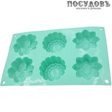 Alpenkok Лютики AK-6060S мятный форма для выпечки кексов, 6 формочек, силикон, 270×170×40 мм