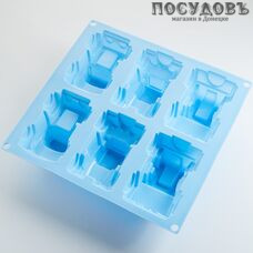 Alpenkok Машины AK-6152S голубой форма для выпечки кексов, 6 формочек, силикон, 230×220×50 мм