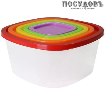 HITT Rainbow H28-1003 контейнеры в наборе с крышкой, полипропилен, 5 шт.