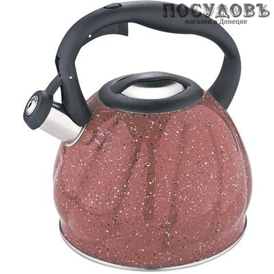 Alpenkok AK-524 чайник со свистком, 3 л, сталь нержавеющая, цвет: красный гранит, 1 шт.