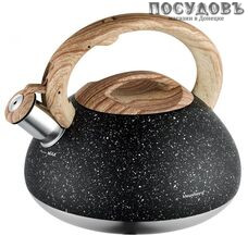 Klausberg KB-7282 чайник со свистком, 2,7 л, сталь нержавеющая, цвет: черный гранит, 1 шт.