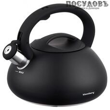 Klausberg KB-7368 чайник со свистком, 2,7 л, сталь нержавеющая, цвет: черный, 1 шт.