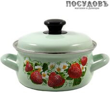 КМК 61915-103/6-У4 кастрюля с крышкой 2,0 л, сталь эмалированная, цвет салатовый с рисунком