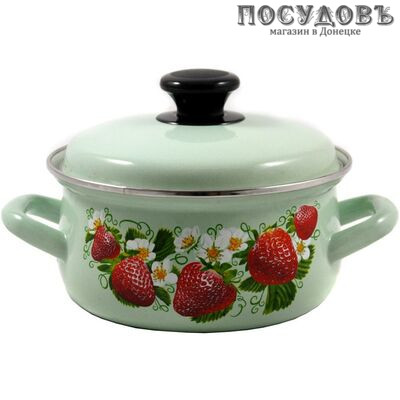 КМК 61915-103/6-У4 кастрюля с крышкой 2,0 л, сталь эмалированная, цвет салатовый с рисунком