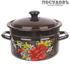 КМК 41804-182/6-У4 кастрюля с крышкой 6,0 л, сталь эмалированная, цвет коричневый с рисунком