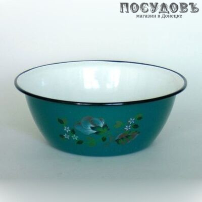 КМК 40315-143/5 миска, сталь эмалированная, 4,0 л, бирюзовый с рисунком