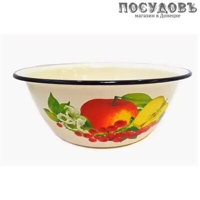 КМК 40304-142/5 миска, сталь эмалированная, 4,0 л, слоновой кости с рисунком