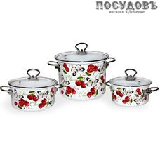 КМК Черешенка-5-1 набор посуды, 3 кастрюли с крышками, сталь эмалированная, 6 пр.