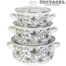 КМК Николь Экстра набор посуды, сталь эмалированная, белый, 6 пр.