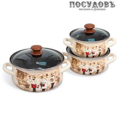 КМК Сомелье-Экстра набор посуды, сталь эмалированная, слоновой кости, 6 пр.
