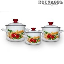 КМК Черри-1 набор посуды, 3 кастрюли с крышками, сталь эмалированная, 6 пр.