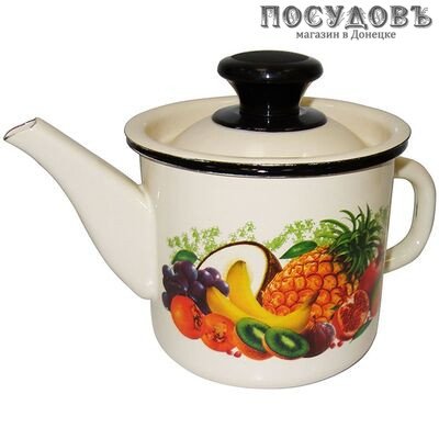 КМК 42704-072/4 чайник, 1,0 л, сталь эмалированная, слоновой кости с рисунком