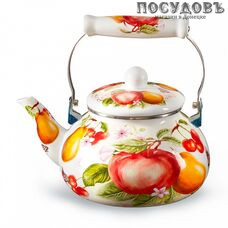 Metalloni EM-251X1/37 Фруктовый сад чайник, 2,5 л, сталь эмалированная, цвет: белый с рисунком, 1 шт.