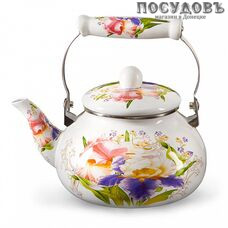 Metalloni EM-251X1/57 Ирис чайник, 2,5 л, сталь эмалированная, цвет: белый с рисунком, 1 шт.