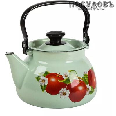 КМК 42115-123/6-У4 чайник, 3,0 л, сталь эмалированная, салатовый с рисунком