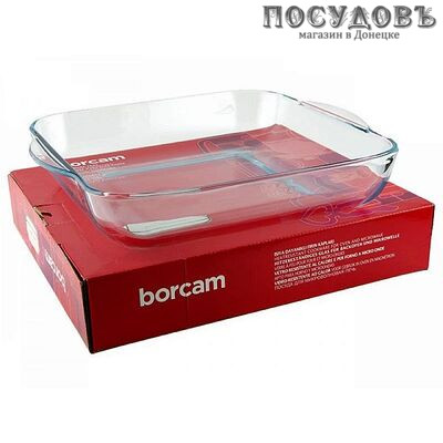 Borcam 59384 форма для запекания, стекло жаропрочное, 256×220×60 мм, 2000 мл