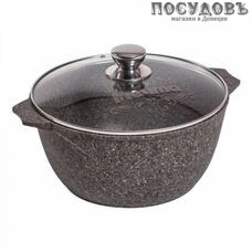 Мечта Premium Mokko 58902 казан с крышкой 8,0 л, алюминий литой, гранитное покрытие Greblon 4 слоя