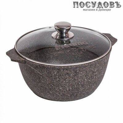 Мечта Premium Mokko 58902 казан с крышкой 8,0 л, алюминий литой, гранитное покрытие Greblon 4 слоя