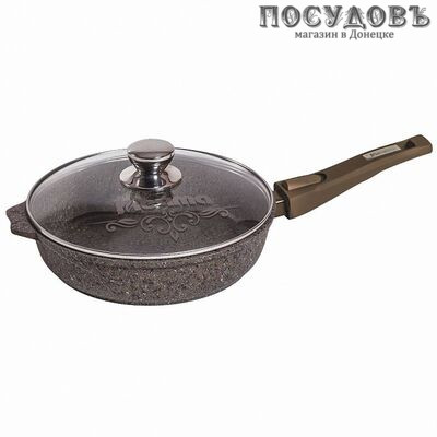 Мечта Premium Mokko с024902 сковорода с крышкой Ø240 мм, алюминий литой, гранитное покрытие Greblon, съемная ручка