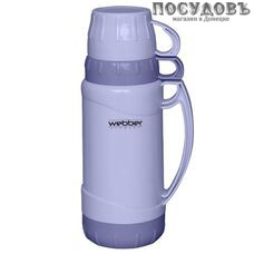 Webber BE-43000/20S термос, колба стеклянная 1 000 мл, корпус полипропиленовый сиреневый без покрытия, с двумя кружками, Россия