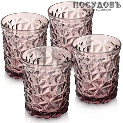 Эстет 39062, стакан низкий 300 мл, стекло, фиолетовый, в упаковке 4 шт.