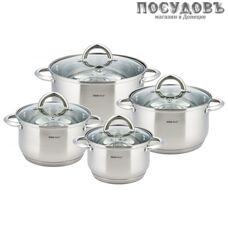 KING Hoff KH-4448 набор кастрюль 2,1; 2,9; 3,9; 5,0 л с крышками, сталь нержавеющая, 8 пр.
