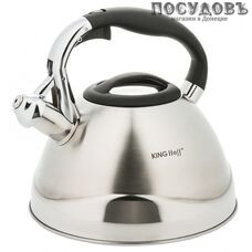 KING Hoff KH-3785 чайник со свистком, 3 л, сталь нержавеющая, цвет: сатин, 1 шт.