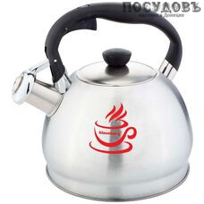 Klausberg KB-7044 чайник со свистком, 1,8 л, сталь нержавеющая, цвет: сатин с терморисунком, 1 шт.