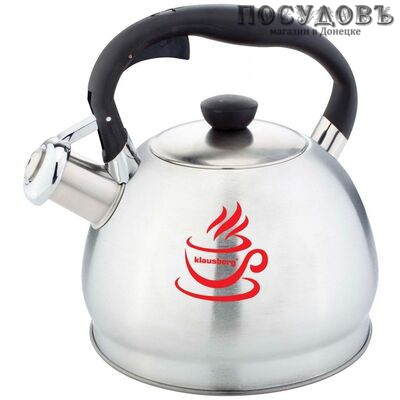 Klausberg KB-7044 чайник со свистком, 1,8 л, сталь нержавеющая, цвет: сатин с терморисунком, 1 шт.
