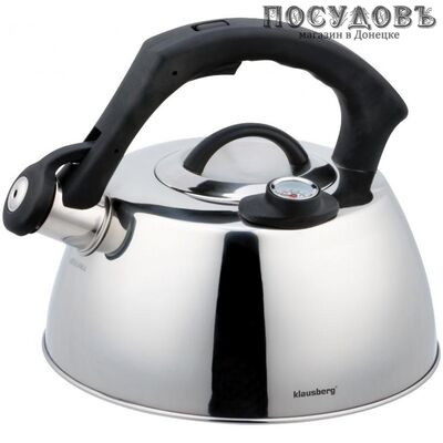 Klausberg KB-7370 чайник со свистком, 3 л, сталь нержавеющая, цвет: зеркальный