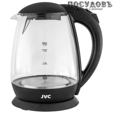 JVC JK-KE1508 электрочайник, 2200 Вт, 1700 мл, стекло термостойкое, внутренняя подсветка, черный