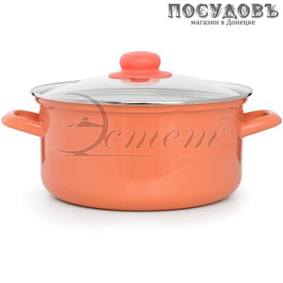 Эстет ЭТ-72703 кастрюля с крышкой 4,5 л, Ø250 мм, сталь эмалированная, цвет абрикосовый