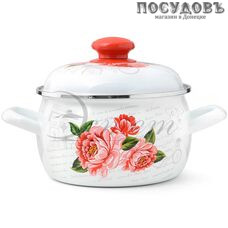 Эстет Гардения ЭТ-72715 кастрюля с крышкой 2,0 л, Ø180 мм, сталь эмалированная