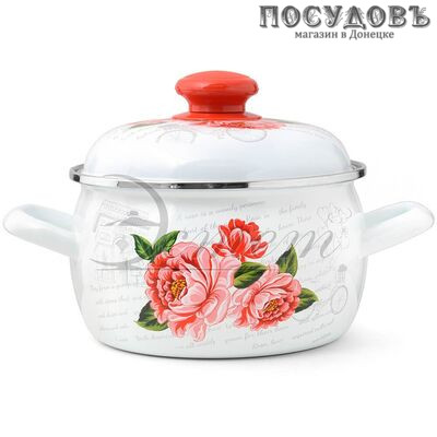 Эстет Гардения ЭТ-72715 кастрюля с крышкой 2,0 л, Ø180 мм, сталь эмалированная