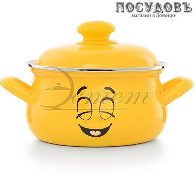 Эстет Мечта ЭТ-72840 кастрюля с крышкой 2,0 л, Ø185 мм, сталь эмалированная, цвет желтый