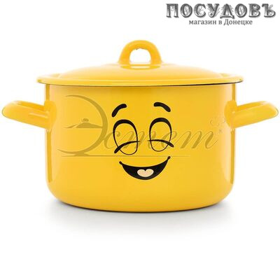 Эстет Мечта ЭТ-72844 кастрюля с крышкой 2,9 л, Ø180 мм, сталь эмалированная, цвет желтый