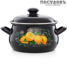 Эстет Цитрус ЭТ-72861 кастрюля с крышкой 3,0 л, Ø210 мм, сталь эмалированная, цвет черный