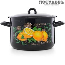 Эстет Цитрус ЭТ-72903 кастрюля с крышкой 4,3 л, Ø200 мм, сталь эмалированная, цвет черный