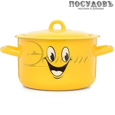 Эстет Улыбка ЭТ-72919 кастрюля с крышкой 2,9 л, Ø180 мм, сталь эмалированная, цвет желтый