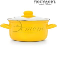 Эстет ЭТ-72980 кастрюля с крышкой 2,0 л, Ø180 мм, сталь эмалированная, цвет ярко-желтый