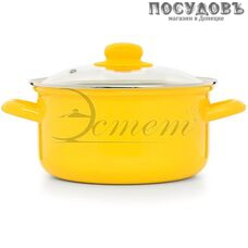 Эстет ЭТ-72981 кастрюля с крышкой 3,0 л, Ø200 мм, сталь эмалированная, цвет ярко-желтый