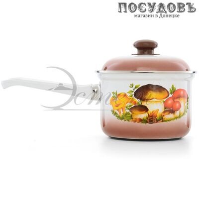Эстет ЭТ-712033 Грибы ковш с крышкой 1,5 л, сталь эмалированная, Ø140 мм, 2 пр.