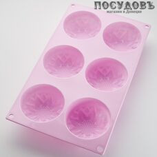 Webber Цветник BE-4470S форма для выпечки 6 кексов, силикон, 285×165×40 мм, цвет сиреневый