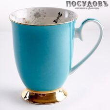 Beatrix МЛ036L1 кружка подарочная голубая с золотой обводкой, фарфор, 350 мл, в подарочной упаковке 1 шт.