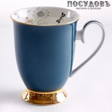 Beatrix МЛ037L1 кружка подарочная синяя с золотой обводкой, фарфор, 350 мл, в подарочной упаковке 1 шт.
