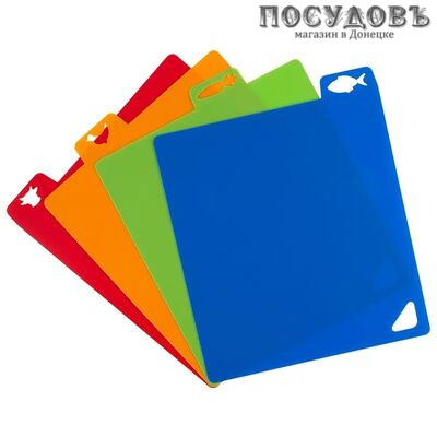 Mallony 986038-SK доски гибкие разделочные в наборе, полипропилен 325×270 мм, микс, 4 шт.