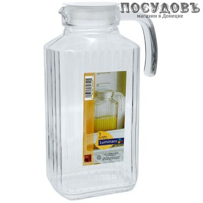 Luminarc Quadro 30629, кувшин с крышкой, высота 256 мм 1700 мл, стекло упрочненное, Франция 2 пр.